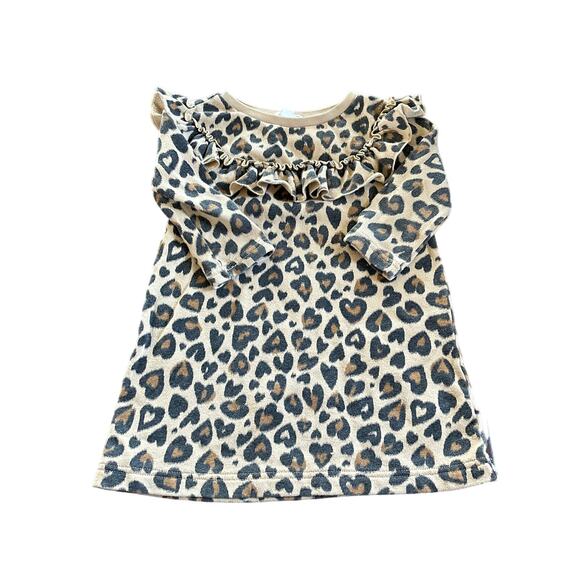 Crewcuts J Crew Girls 4T Dress Leopard Animal Print Ruffle Long Sleeve - Picture 1 of 7
